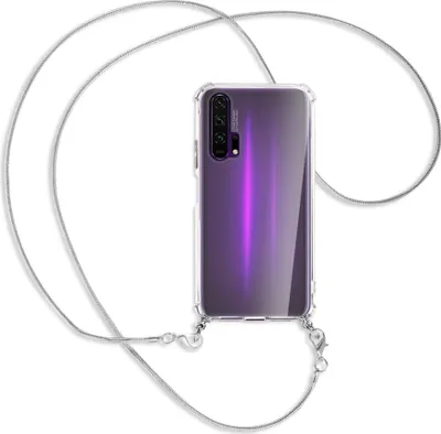 Produktbild von Handykette Backcover-Schutzhülle mit Band (Metall silberfarben) für Honor 20 Pro - silberfarbene Kette Snake