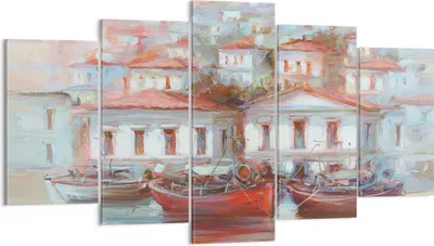 Produktbild von Bild auf Leinwand - Leinwandbild - 5 Teile - Bild Segelboot Hafen - 160x85cm - Wand Bild - Wanddeko - Wandbilder - Leinwanddruck - Bilder - Wanddekoration - Leinwand bilder - Wandbild - EA160x85-4937