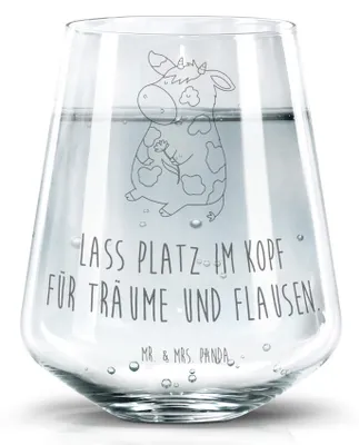 Produktbild von Mr. & Mrs. Panda Glas Kuh - Transparent - Geschenk, Bauernhof, Trinkgefäß, Hof, Träume, Glasbecher, Trinkglas, Tumbler, Kühe, Spruch, Milch, Wasserglas