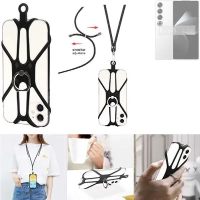 Produktbild von K-S-Trade 3in1 Handykette Handyband Handykordel Halsband Smartphone-Ring Handy-Ring kompatibel mit Meizu 21 Pro Fingerhalterung Handyring