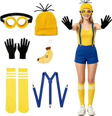 Imagen del producto de Conjunto de disfraz amarillo para adultos, talla única, ideal para Carnaval