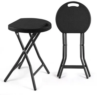 Immagine prodotto di Ibenzoa® Set da 2 sgabelli pieghevoli – neri, 30 x 30 x 46 cm, circa 2 kg per sgabello, capacità di carico di 136 kg, ideali per giardino e campeggio