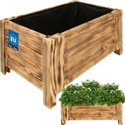 Zdjęcie produktu dla KOTARBAU® Donica Skrzynka Drewniana na Nóżkach 60 x 39 x 30 cm Doniczka Skrzynia z Agrowłókniną Opalana