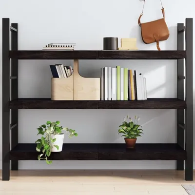 Imagen del producto de Estantería de pared, color marrón oscuro, 140x60x(2-6) cm, madera maciza de roble, tratada