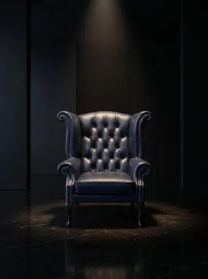 Immagine prodotto di Poltrona Chesterfield in pelle, motivo Union Jack, con schienale a "wingback", stile britannico vintage, colore blu