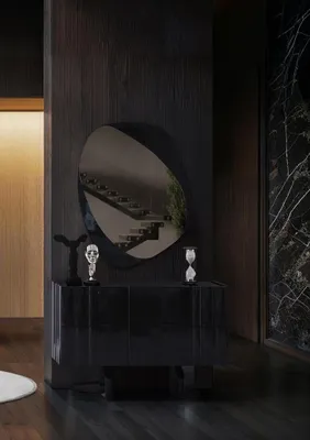 Obrázok produktu pre Kozmetický stolík, moderný, čierny, elegantný, s zrkadlom, konzola, kozmetický stolík
