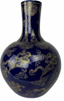 Zdjęcie produktu dla Fine Asianliving Chiński Wazon Niebieskie Smoki Złoto Ręcznie Wykonany D41xH57cm Wazon Dekoracyjny Wazon Kwiatowy Orientalny Wazon Ceramiczny Wazon Dekoracyjny Nowoczesny Wazon Dekoracyjny Na Stół