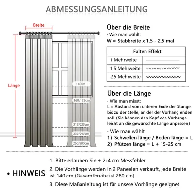 Gardinen-Set 2er, Leinenlook, 160x140 cm, halbtransparent, Faltenband