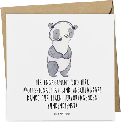 Produktbild von Mr. & Mrs. Panda Grußkarte Kundendienstmitarbeiter Held - Weiß - Geschenk, Danke sagen, Bedanken, faltkarte, Klappkarte, Lächeln, Geschenkidee, Wertschätzung, doppelkarte