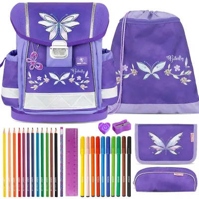 Produktbild von Belmil Schulranzen Set Classy Butterfly Starlight Wings 10-teilig gefüllt