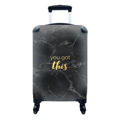 Produktbild von MuchoWow® Koffer Handgepäck Trolley Rollkoffer Kleine Reisekoffer mit 4 Rollen - Zitate - Motivation - Gold - Marmor - Cabin Size < 55x40x23 cm & 55x40x20 cm - Fotokoffer - Kabinenkoffer - Boardgepäck - Reise-Box - Reisekoffer - Reisegepäck - Koffer mit Bild - Trolley für Kinder