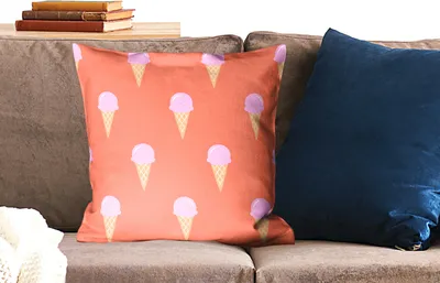 Produktbild von MuchoWow® Zierkissen Sofakissen Wohnzimmer Dekokissen 50x50 cm Eiscreme - Muster - Sommer - Komfort - Sofakissen