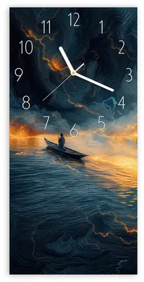 Produktbild von Wanduhr aus Glas mit Motiv Feuer und Wasser- 30 x 60 cm - inkl. Aufhängesystem