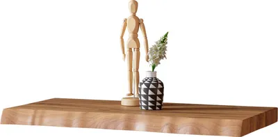 Produktbild von Wandregal SUVA, Akazienholz massiv, naturfarben & lackiert, Holzregal mit Baumkante, 60 cm Regal