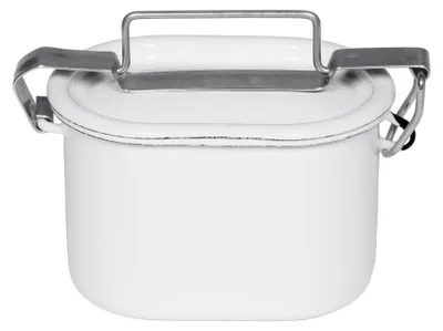 Ovale Vorratsdose mit Deckel, Ø 12 cm, 0,75 l, Emaille, weiß