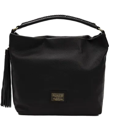 Produktbild von Schwarze Damen-Schultertasche aus recyceltem Leder mit Reißverschluss und verstellbarem Kettenriemen Black B UNICA 34x34x13 cm