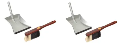 Produktbild von Novaliv 2x Kehrgarnitur Set I Rosshaarmischung I Kehrschaufel mit Gummilippe I Handbesen Holz I Kehrset  Kehrblech  Handkehrset Handfeger und Schaufel dustpan and brush Besen Schaufel