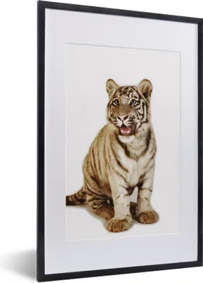 Produktbild von MuchoWow® Gerahmtes Poster Jungtier - Tier - Tiger 40x60 cm - Poster mit Schwarzem Bilderrahmen Wandposter Rahmen Foto Bilder - Poster in Rahmen
