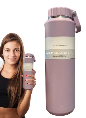 Produktbild von Edelstahl-Wasserflasche mit breiter Öffnung und auslaufsicherem Verschluss