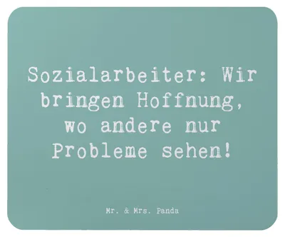 Produktbild von Mr. & Mrs. Panda Mauspad Spruch Sozialarbeiterin Hoffnungsträger - Meeresbrise - Geschenk, laptop, Berufe, sozialer Beruf, Mousepad, pc mausunterlage, Hilfeleistung