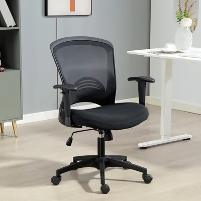 Produktbild von Bürostuhl Netzrücken ergonomisch, Schreibtischstuhl atmungsaktiv, Wippfunktion, Schwarz | 65x59x102,5 cm | höhenverstellbar | 10,8 kg