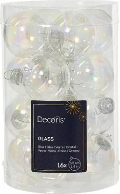 Produktbild von Set Christbaumkugeln 16 Stück Klarglas schillernd 3,5 cm