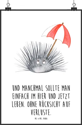 Produktbild von Mr. & Mrs. Panda Bild Seeigel DIN A0 - Weiß - Geschenk, Plakat, Hier und Jetzt, wanddeko, kunstdruck poster, Meer, Selbstliebe, Leben, Lebe, drucke, Achtsamkeit