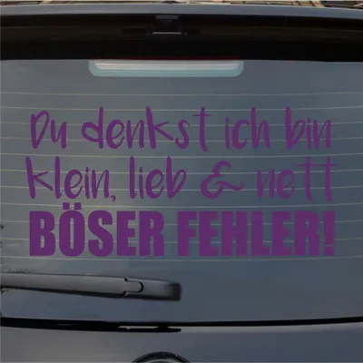 Produktbild von Heckscheibenaufkleber Denkst ich bin klein lieb nett Böser Fehler 54x54 cm Lila Auto Aufkleber Sticker