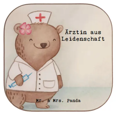 Produktbild von Mr. & Mrs. Panda Untersetzer für Gläser Ärztin Leidenschaft Design - Weiß - Geschenk, Arztpraxis, Lustig, gläseruntersetzer, Beruf, Spruch, Glas, Krankenhaus, Tasse