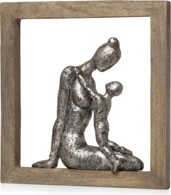 Produktbild von Moritz Skulptur Rahmen abstrakt Mutter mit Kind | zum Aufhängen | 29 x 27 x 3 cm | Geschenk | Mutter Sohn Tochter