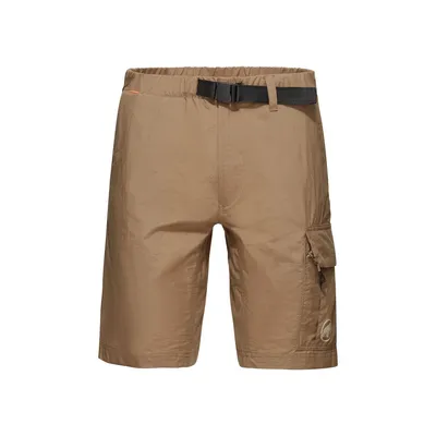 Hiking Cargo Shorts von Mammut in Beige mit seitlicher Tasche und verstellbarem Gürtel.
