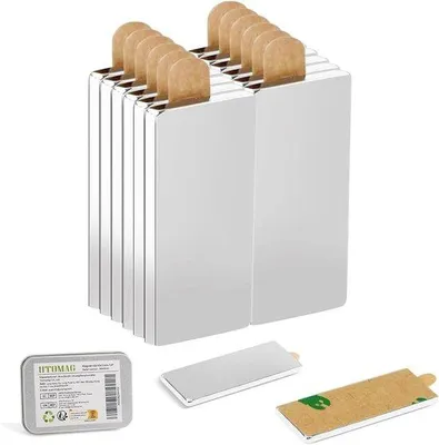 Produktbild von Flachsmagnete - 40 x 10 x 2 mm - Selbstklebende Neodym-Magnete für Kühlschrank, Whiteboard, Fotos und Basteln - Pack 12 Stück