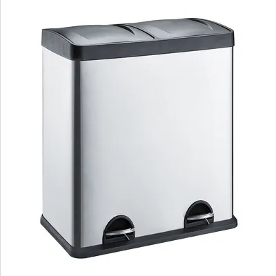 Produktbild von SVITA XXL Mülleimer in Edelstahl 60 Liter Treteimer Abfalleimer (2x30L) Papierkorb