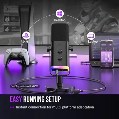 Immagine prodotto di Microfono dinamico - Connessione USB e XLR - Diagramma polare cardioide - Ideale per gaming e studio di registrazione