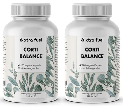 Produktbild von Cortisol Kapseln* - Corti Balance* - Nährstoffmix mit Ashwagandha, Rhodiola & Vitamin B6 – 2x Dosen (360x Corti Balance Kapseln)
