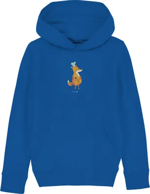 Produktbild von Mr. & Mrs. Panda Kinderpullover Fuchs Koch 5-6 Jahre (110/116) - Royal Blue - Geschenk, Hungrig, Spruch Lustig, Bäcker, Kapuzenpullover, Pullover, Sweater, Chefkoch