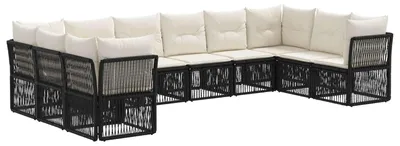 Immagine prodotto di vidaXL Set di divani da giardino 10 pezzi in polirattan nero