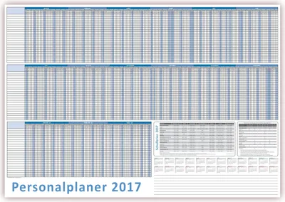 Produktbild von 3 Stück Urlaubsplaner Personalplaner 2027 DIN B1 Format (1000 x 700mm) 22 Mitarbeiter Januar 2027 bis März 2028 mit Schulferien (gerollt!)