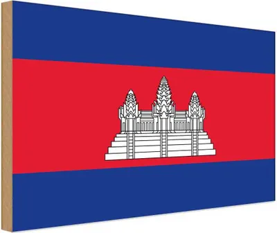 Produktbild von vianmo Holzschild 30x40 cm Kambodschas Cambodia Flagge Fahne Wappen