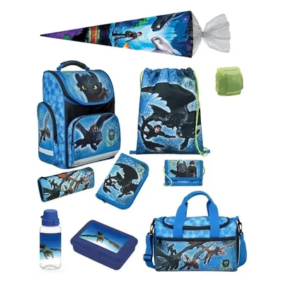 Produktbild von Schulranzen 1. Klasse für Jungen und Mädchen · Dragons Schultasche Drachen · ergonomisch & leicht · 10tlg. Set mit Schultüte