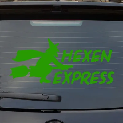 Produktbild von Heckscheibenaufkleber Hexen Express 54x24 cm Hellgrün Auto Aufkleber Sticker