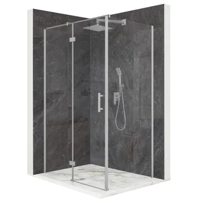 Produktbild von Duschkabine 120 x 100 cm, Schwingtür, Chrom, ESG-Glas 6 mm + Beschichtung