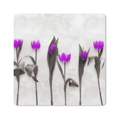 Produktbild von MuchoWow® Mauspad Mousepad Blumen - Tulpen - Lila 20x20 cm - Mousepads - Maus Mat - Pad - Mausunterlage - Desk Mat - Bureauartikeln