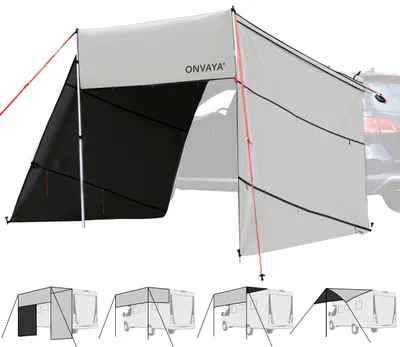 Produktbild von ONVAYA® Auto-Sonnensegel | Grau Beige | Schutz vor Wind, Regen, Sonne (UV99) | 6 Aufbauvarianten | Schneller und einfacher Aufbau | Für PKW, Van