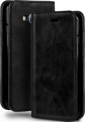 Produktbild von moex® Klapphülle kompatibel mit Samsung Galaxy J3 (2016) - Hülle mit Kartenfach, Onyx Schwarz