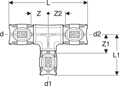 Produktbild von Geberit GE FlowFit T-Stück, reduziert, PPSU, d32 x 20 x 32mm, 1 Stk.