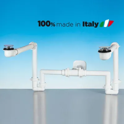 Produktbild von Spazio Bagno Platzsparendes Doppelsiphon Weiß + Klick-Clack Verschluss, LIRA -