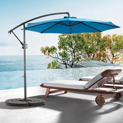 Image de Sweiko Parasol à manivelle,Parasol extérieur double face Rectangulaire Grand,Bleu
