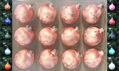 Produktbild von JACK 12x Glas Eislack Christbaumkugeln 6cm Thüringer Weihnachtskugeln Kugeln, Farbe:Rosa