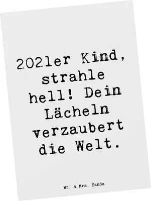 Produktbild von Mr. & Mrs. Panda Postkarte Spruch 2021 Geburtstag - Weiß - Geschenk, Geburtsjahr, bildkarte, Ansichtskarte, Geburt, Baby, Glückwunsch, Postkarten, Grußkarte, Alter